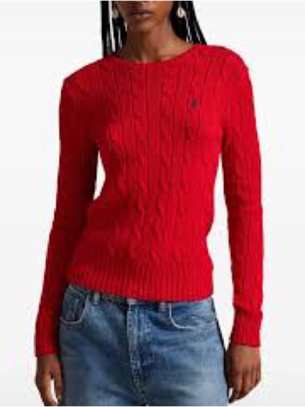 Polo by Ralph Lauren Bright Red Cable-Knit Crew Sweater